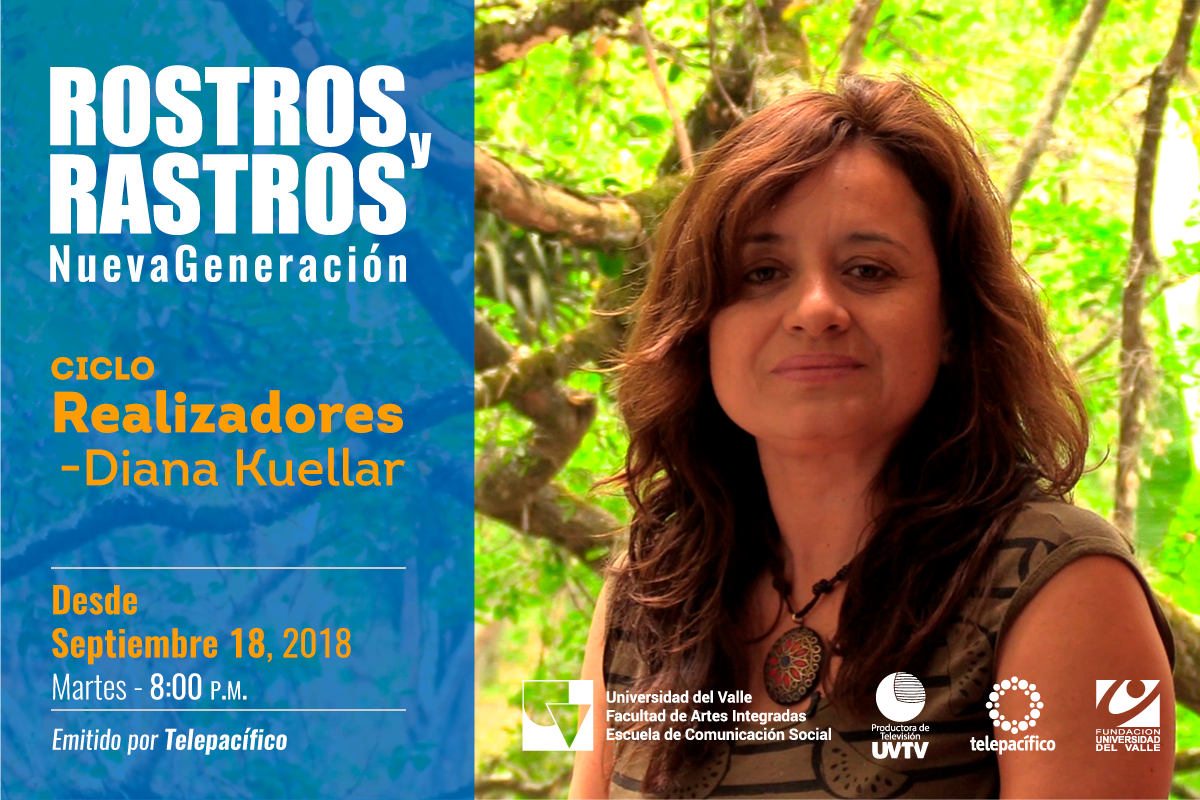 Imagen publicitaria para el ciclo Realizadores Diana Cuellar de Rostros y Rastros Nueva Generación con una fotografía de la realizadora