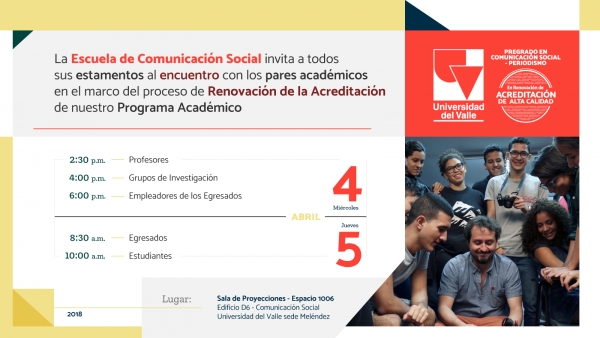 Programaci&oacute;n General Visita de Pares en el proceso de Acreditaci&oacute;n