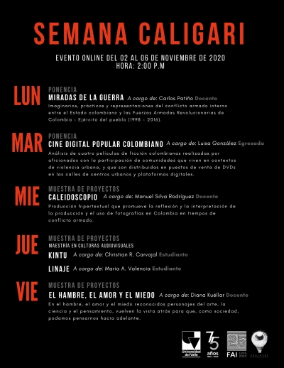 SEMANA CALIGARI  Evento online / 2 a 6  de noviembre 2020