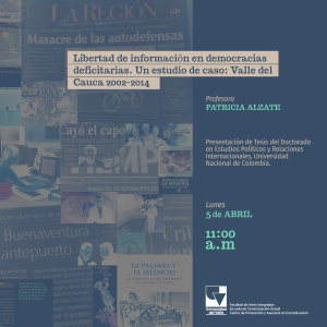 Presentaci&oacute;n tesis doctoral de Patricia &Aacute;lzate / Lunes 5 de abril 2021 / 11:00 A.M.