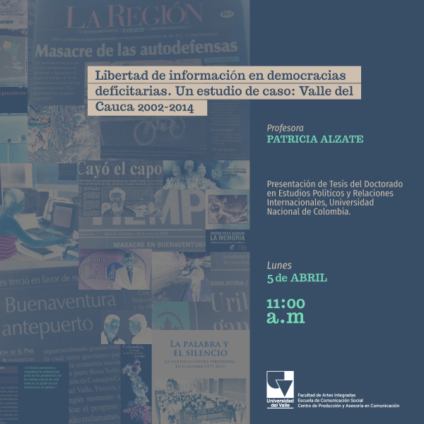 Presentaci&oacute;n tesis doctoral de Patricia &Aacute;lzate / Lunes 5 de abril 2021 / 11:00 A.M.